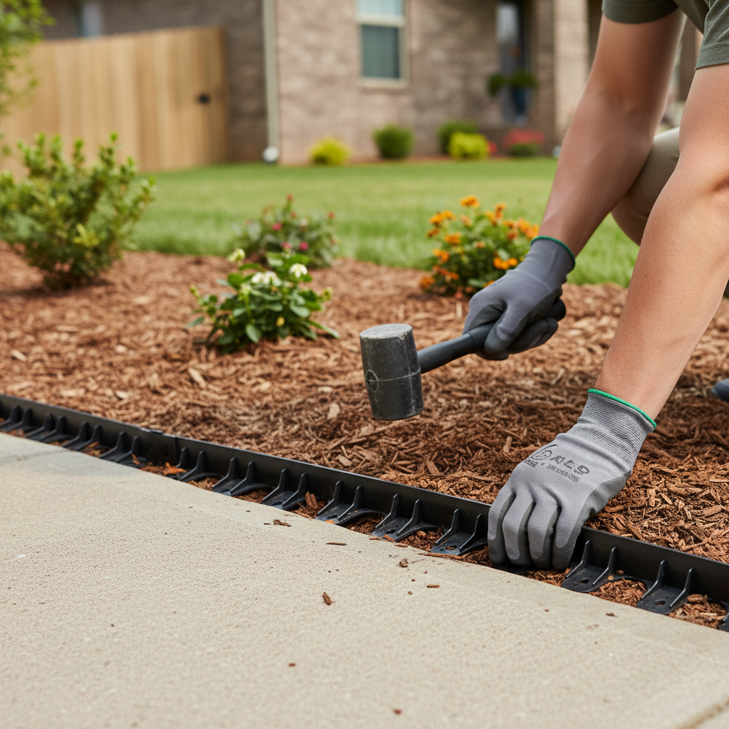 Professional 1m Lawn Edge Border with Pegs - Flexible Plastic for Garden Edging and Landscape Design