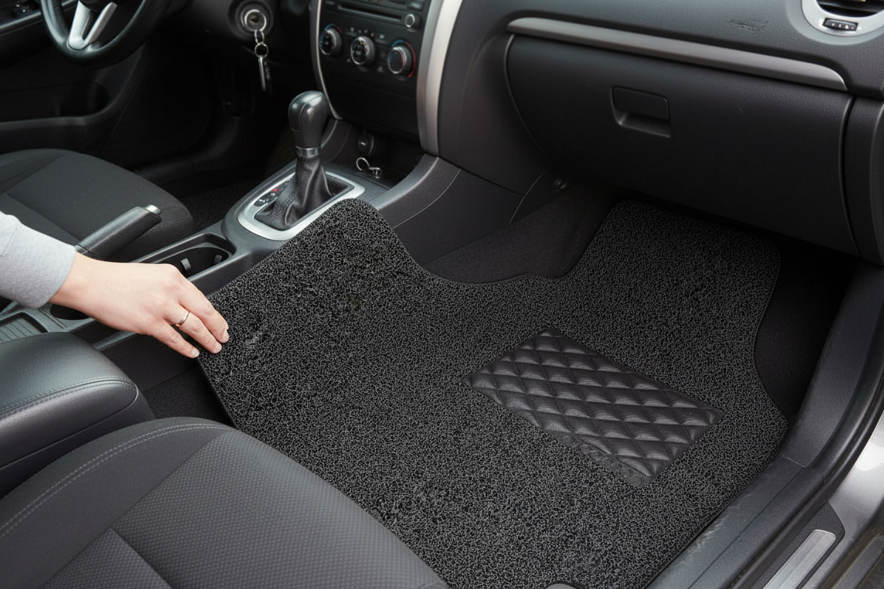 Premium Universal 2pc Spaghetti Car Mat Set - Durable, Easy to Clean with Non-Slip Backing for All Weather Protection