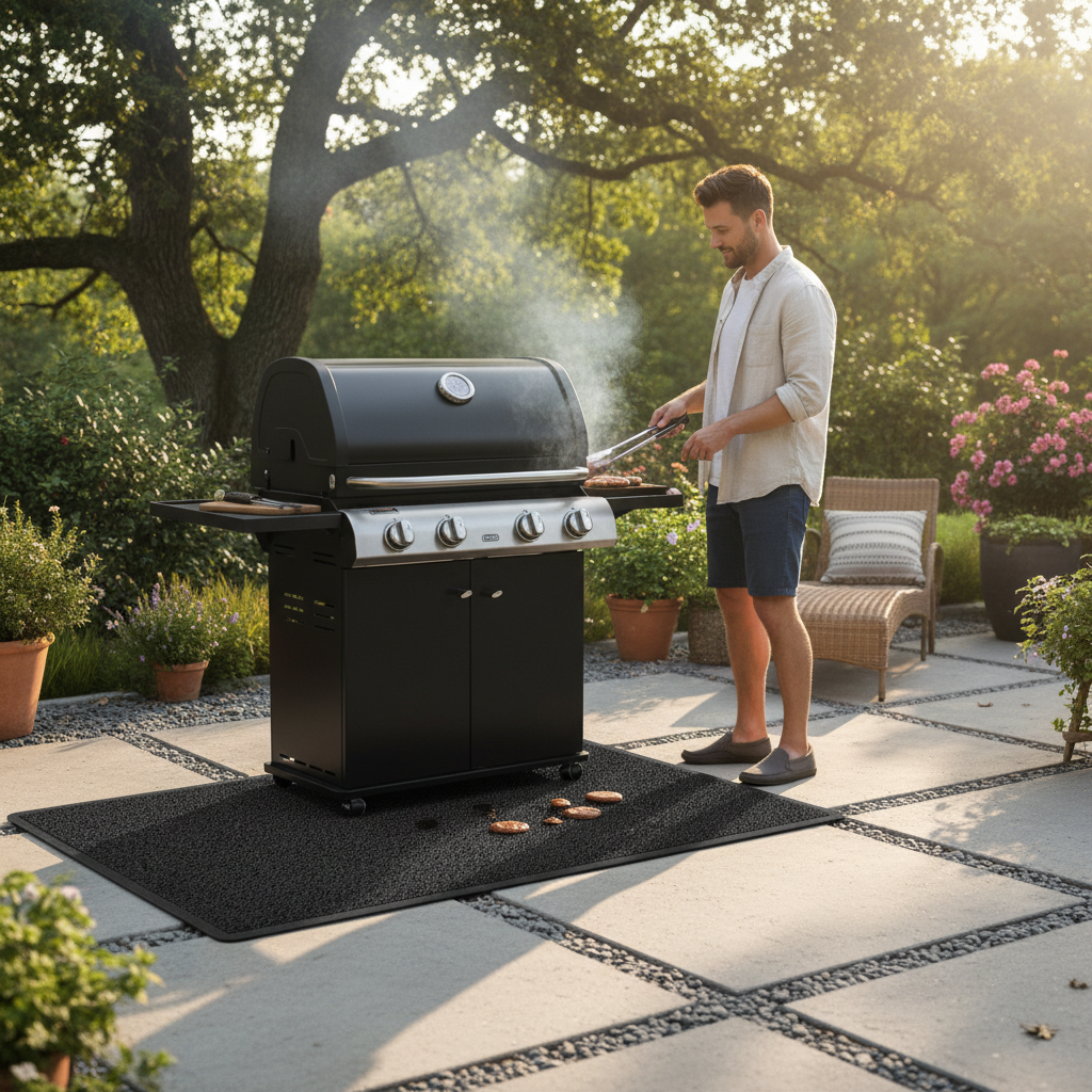 Premium BBQ Floor Protection Mat - Durable Non-Slip Design 120cm x 80cm for Outdoor Cooking Areas