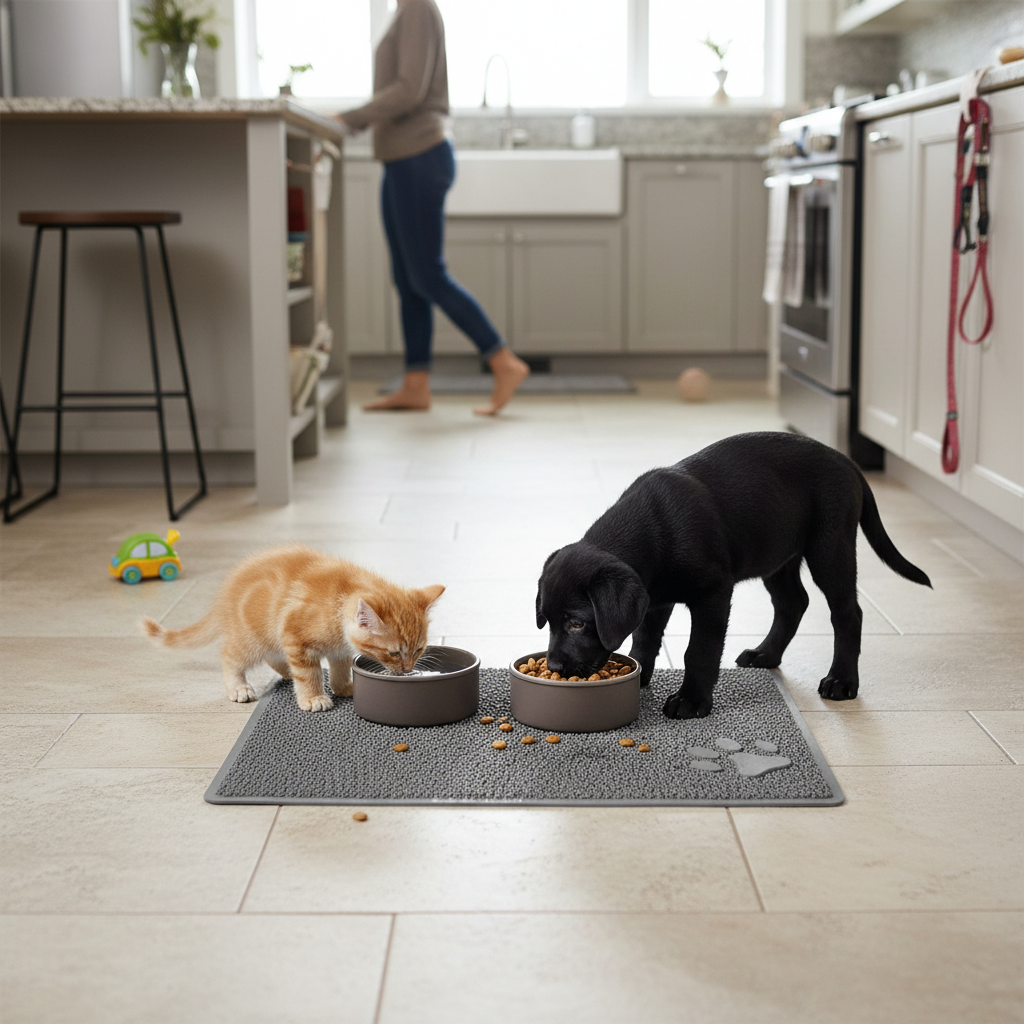 Premium Mini Paw Pet Feeding Mat 60x40 cm - Non-Slip, Easy to Clean, Durable Design