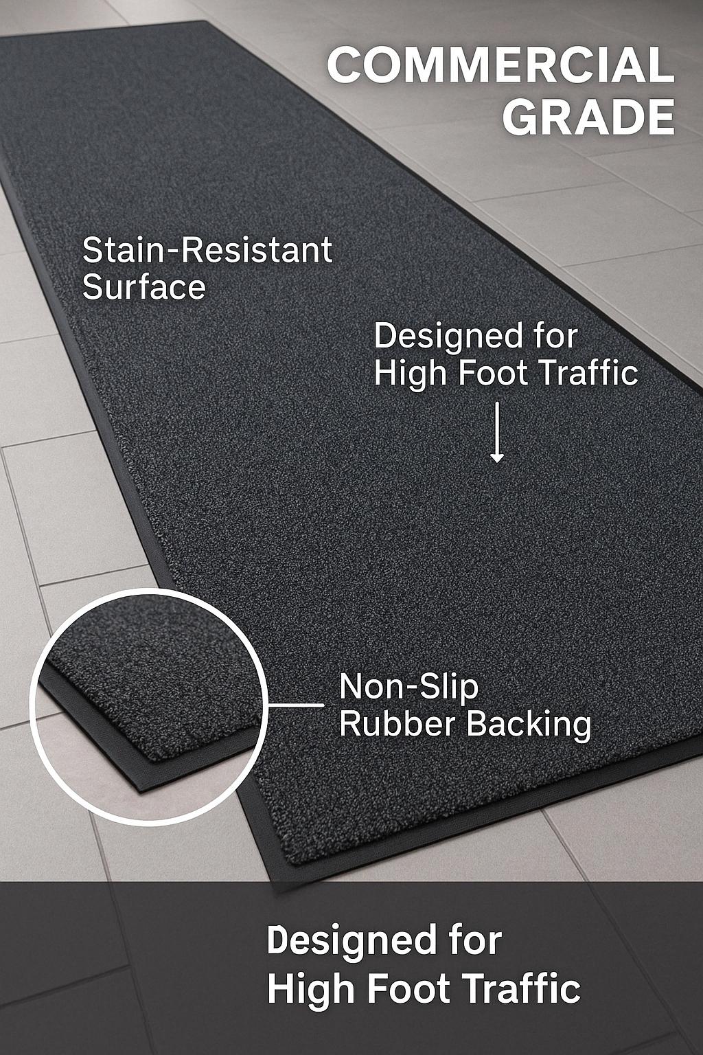 Heavy Duty Barrier Runner Non-Slip Mat High Traffic Entrance Mat with Dual-Level Surface, Durable Polymer Base, Bevelled Edges, and Anti-Creep Finish