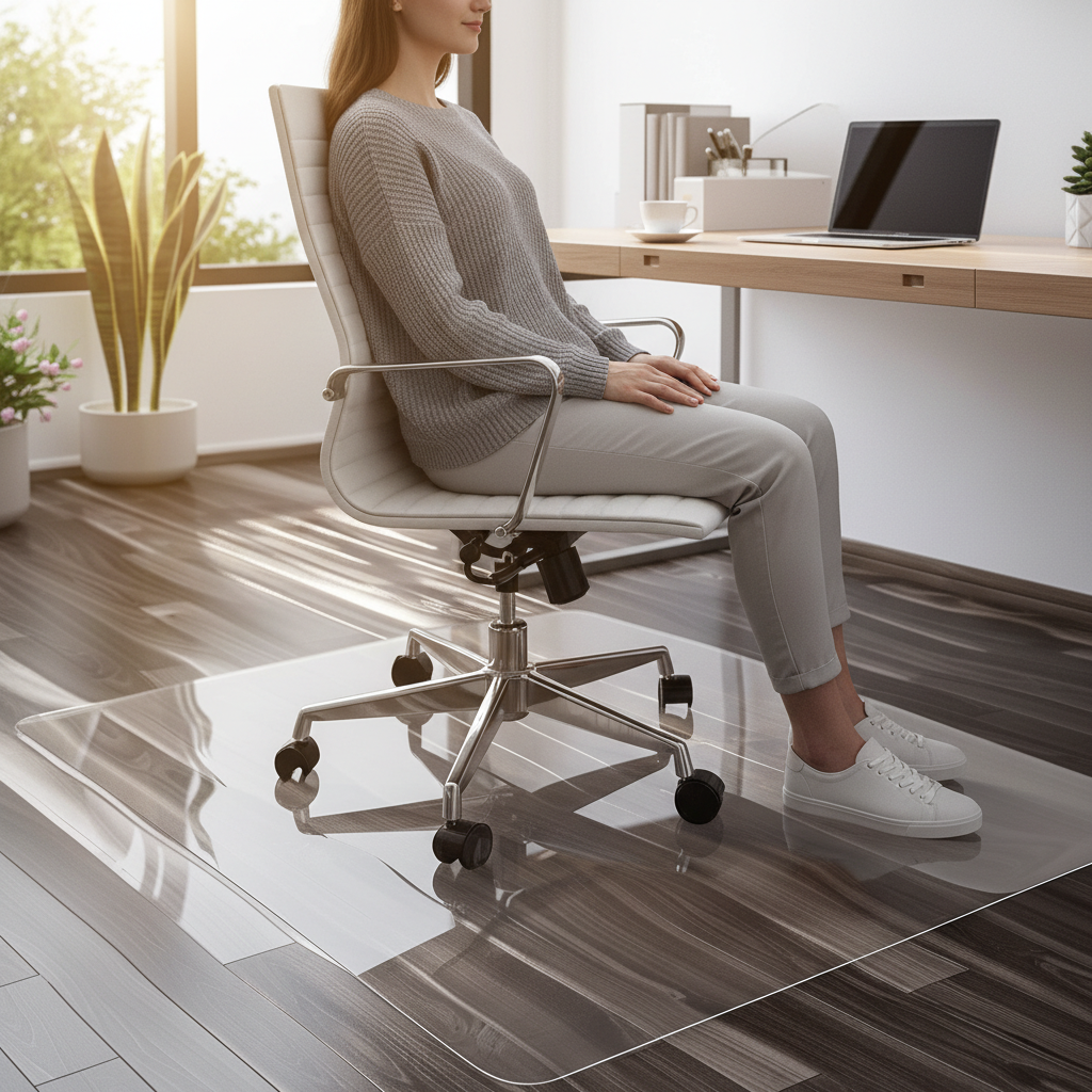 Premium Chair Mat for Hard Floors - 114x120cm, 2mm Thick, Durable PVC with Transparent and Frosted Finishes