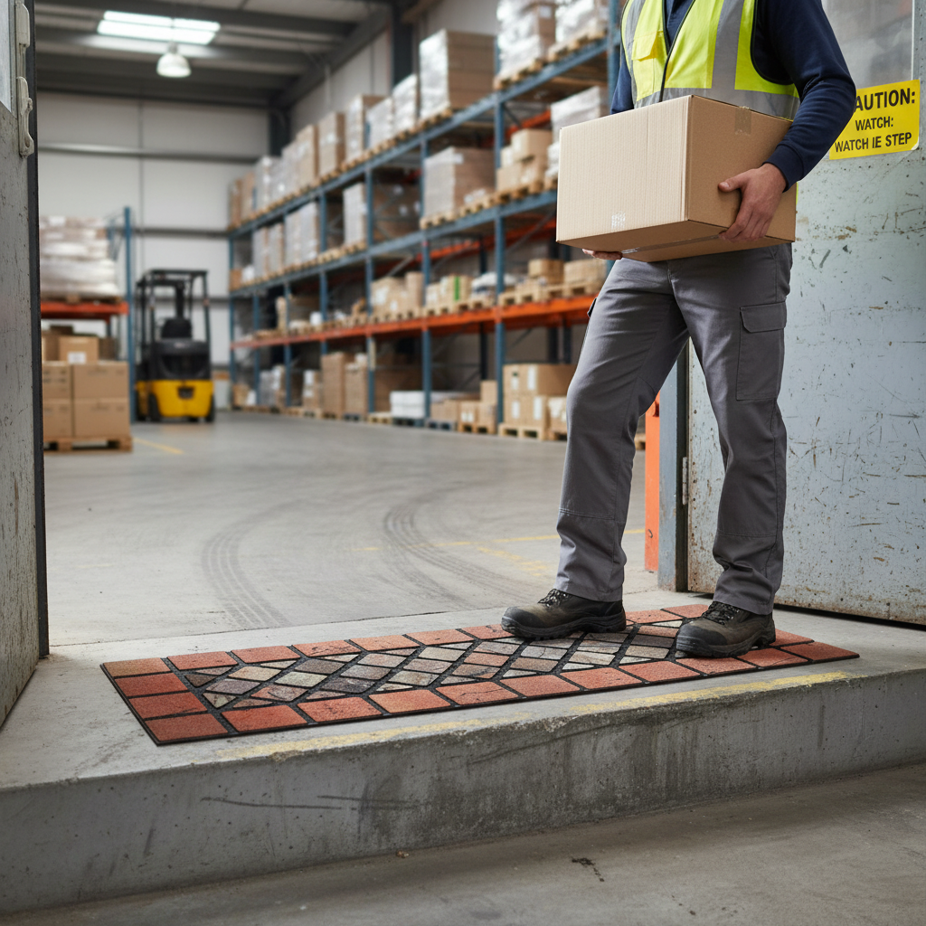 Premium Eco-Friendly Rubber Step Mat with Red Border - Non-Slip, Weather-Resistant, Durable Design for Indoor and Outdoor Use