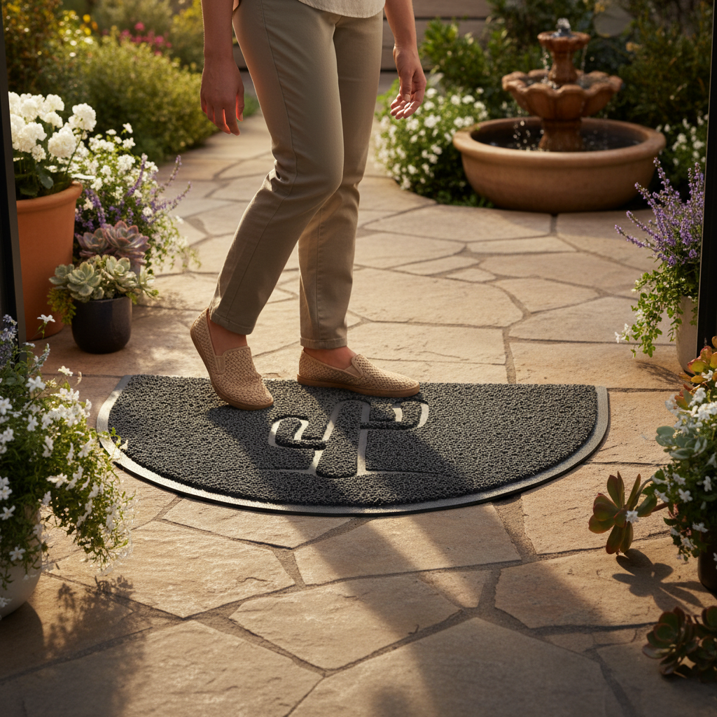 Premium Cactus Embossed Halfmoon Spaghetti Mat for Indoor and Outdoor Use - Non-Slip, Easy to Clean, Fade and Stain Resistant