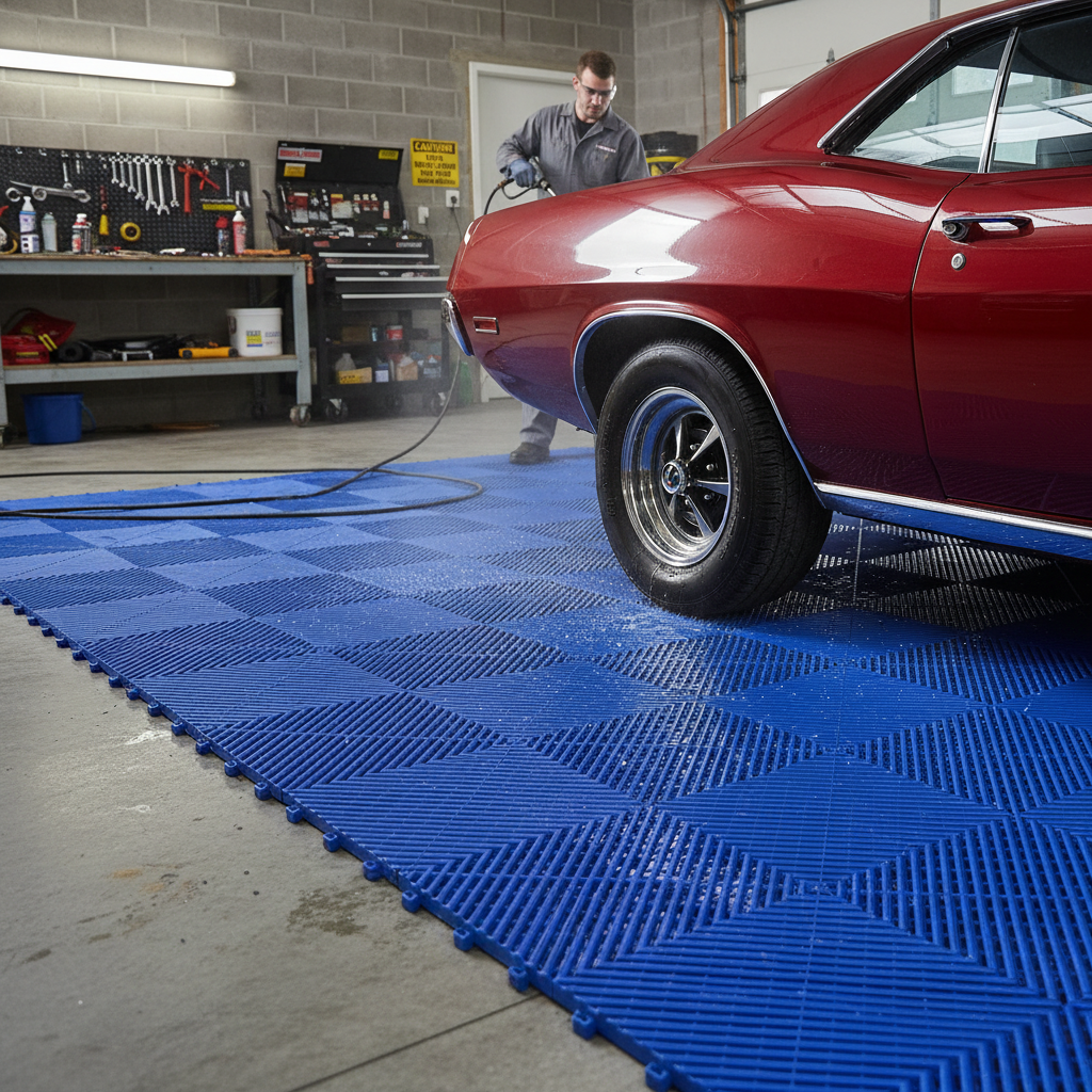 Premium Modular Interlocking Ribbed Garage Floor Tiles - Heavy Duty Polypropylene, Easy Installation, and Durable Design for Commercial Use