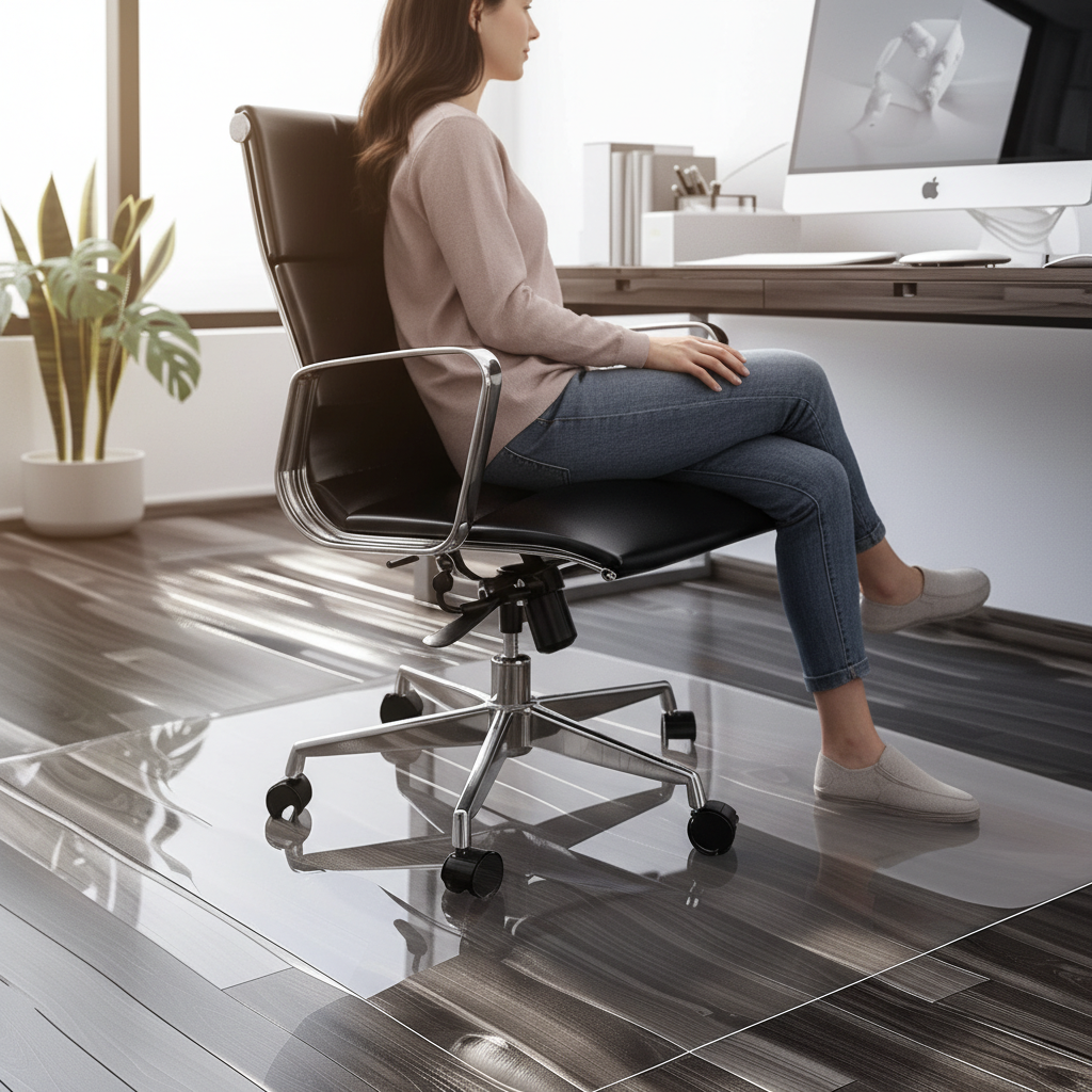 Premium Chair Mat for Hard Floors - 114x130cm, 2mm Thick, Durable PVC with Transparent and Frosted Finishes