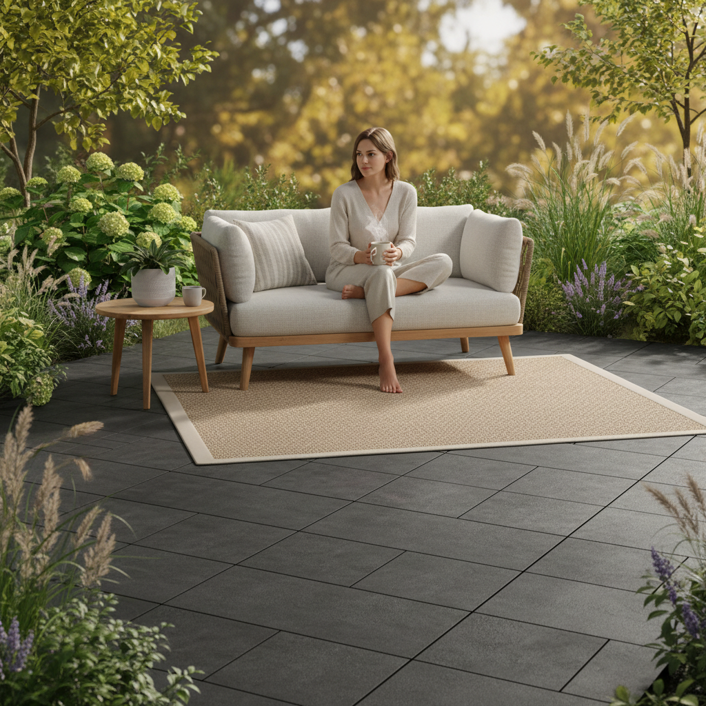 Premium Composite Interlocking Decking Tiles - Graphite Color, 10 Pack, Water-Resistant and Non-Slip Design for Versatile Outdoor Use