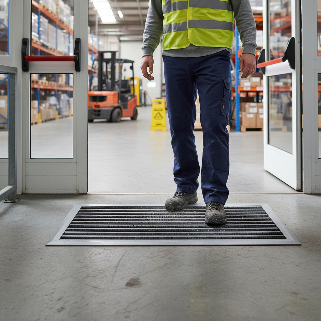 Premium Heavy Duty Aluminium Door Mat with Coarse-Fibre Inserts for Indoor & Outdoor Use - 60x40cm