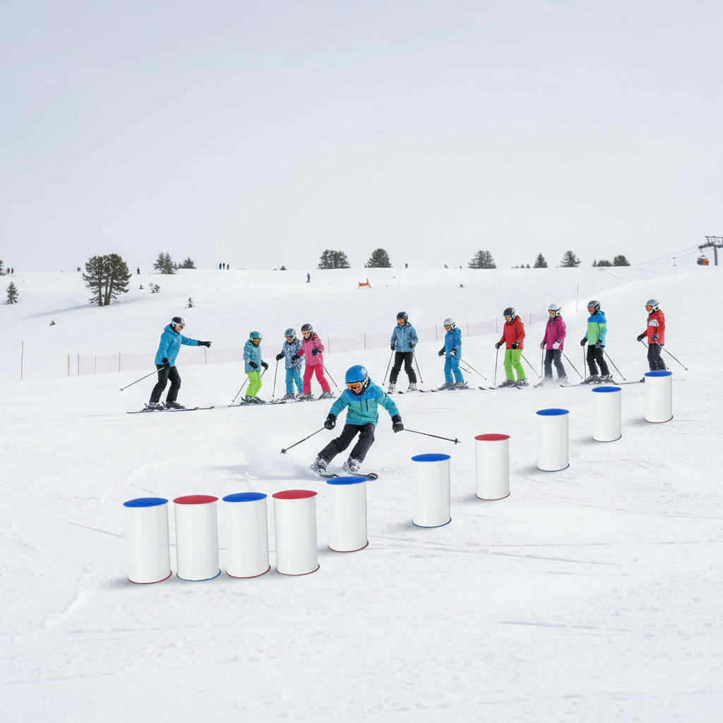 Professional Ski & Snowboard Training Markers - Pack of 10 Durable Metal Markers with Interchangeable Colored Tops for Effective Training