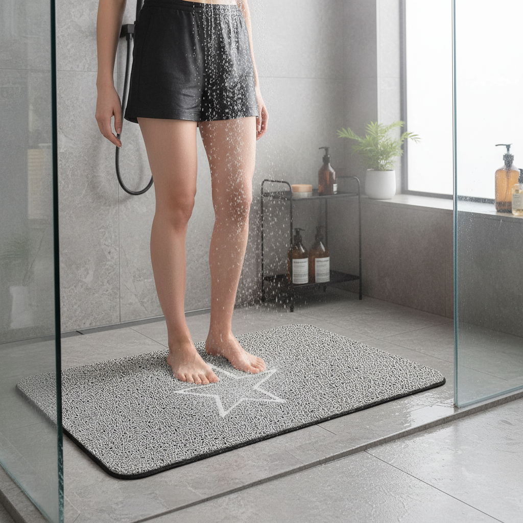 Premium Anti-Slip Quick-Drying Shower Mat with Embossed Star Design for Safety and Comfort