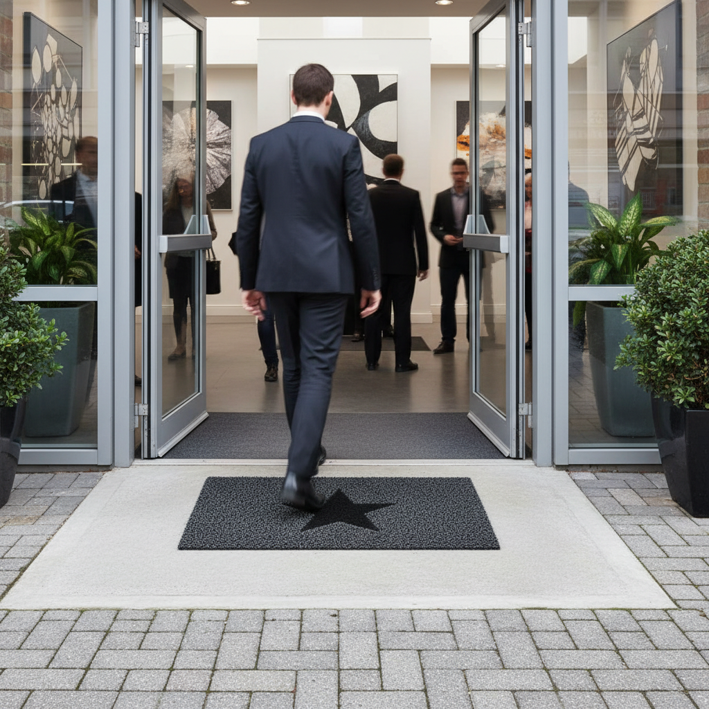 Premium Durable Inlay Doormat with STAR Pattern for High-Traffic Areas - Easy Maintenance and Customizable Sizes