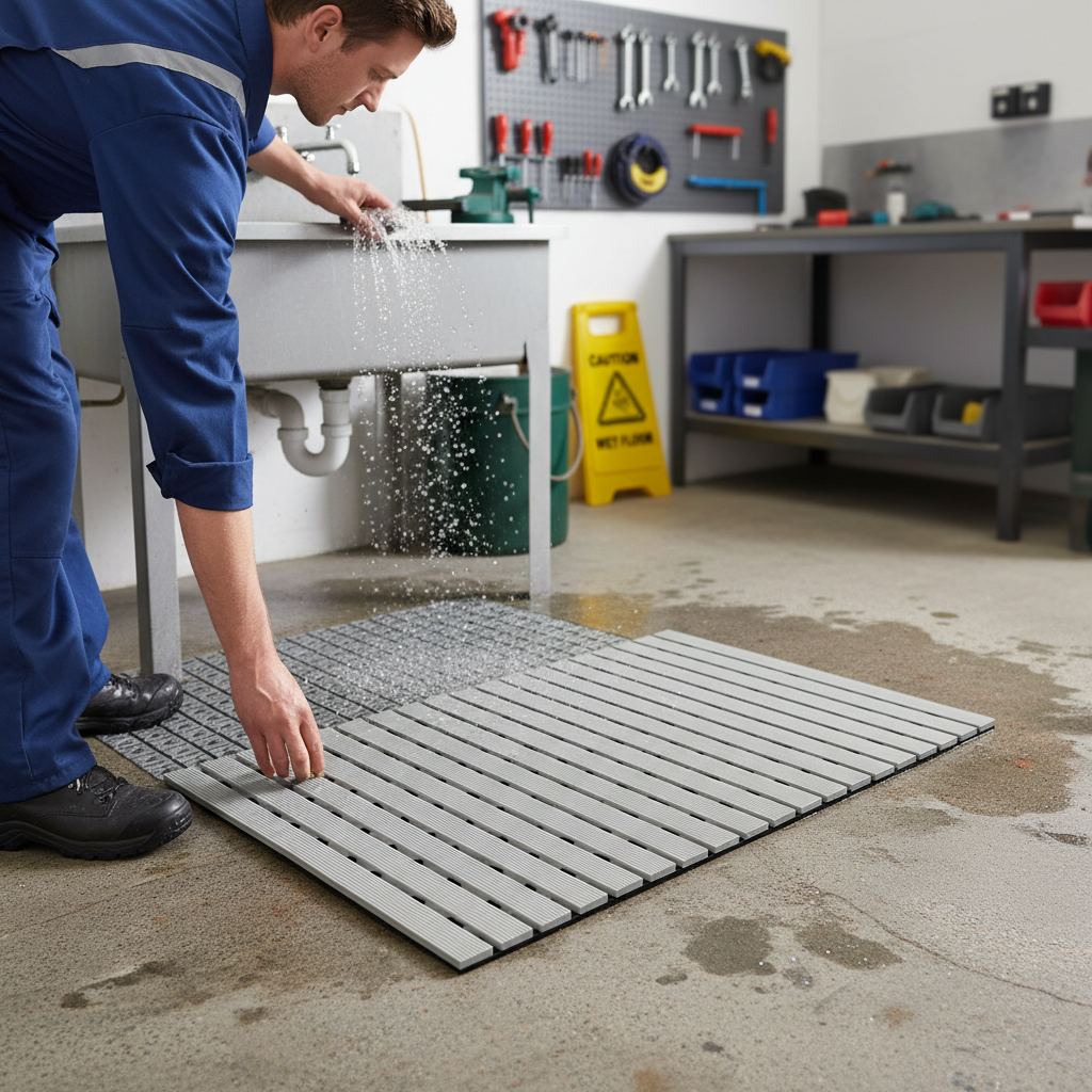 Premium Non-Slip PVC Duckboard Shower Mat - Anti-Skid, Quick Dry, Stripe Design, 43cm x 64cm for Safety in Bathroom and Spa