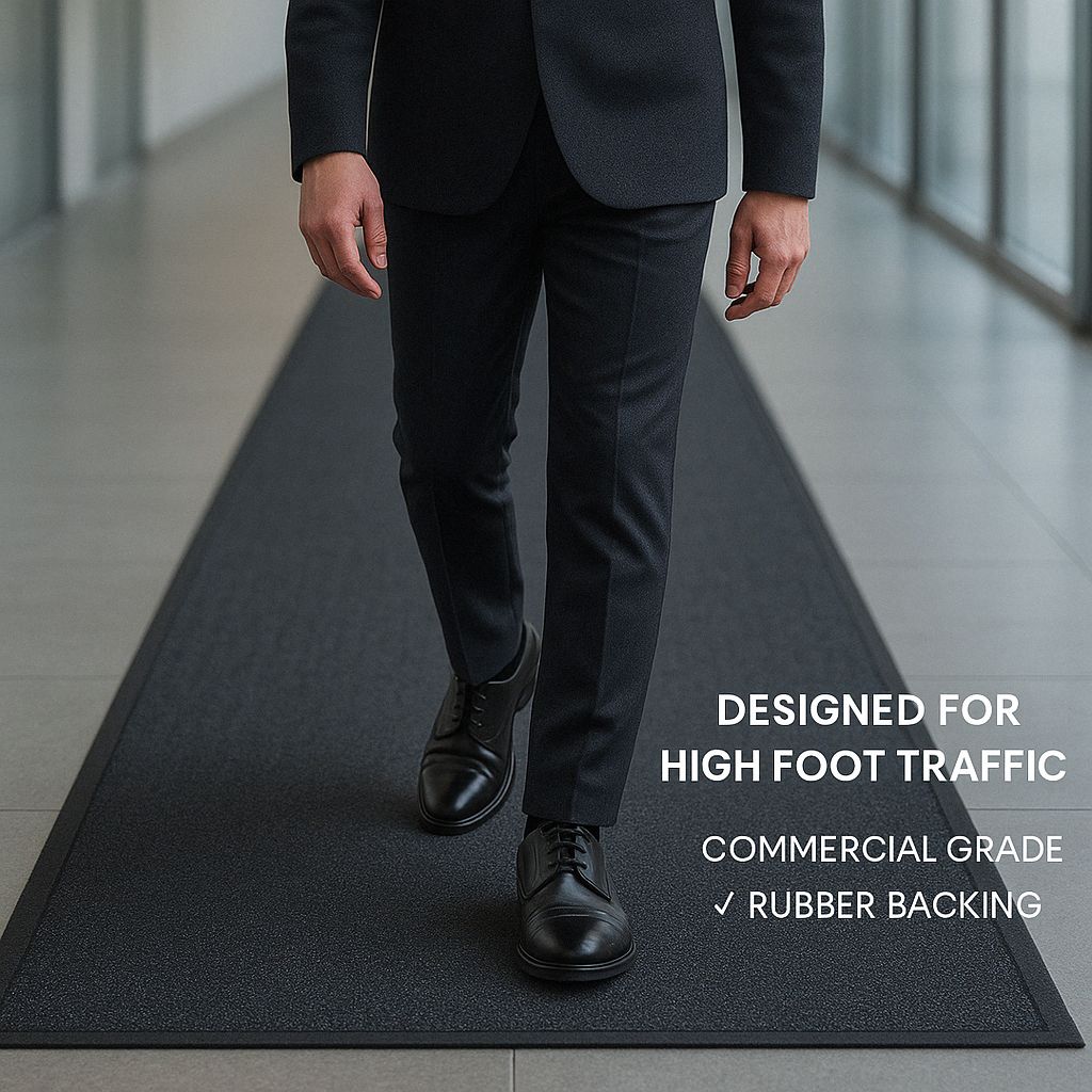 Heavy Duty Barrier Runner Non-Slip Mat High Traffic Entrance Mat with Dual-Level Surface, Durable Polymer Base, Bevelled Edges, and Anti-Creep Finish