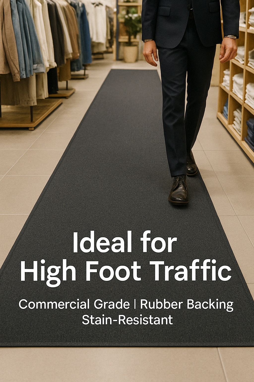 Heavy Duty Barrier Runner Non-Slip Mat High Traffic Entrance Mat with Dual-Level Surface, Durable Polymer Base, Bevelled Edges, and Anti-Creep Finish