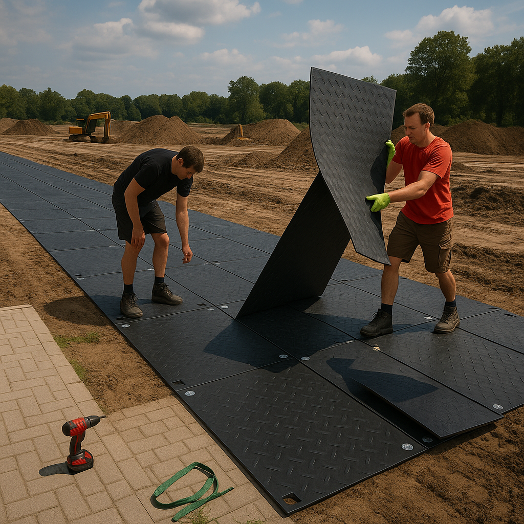 DuroTrak® HD Heavy Duty Ground Protection Mats 2400x1200mm Recycled Plastic Access Mats for Construction Sites