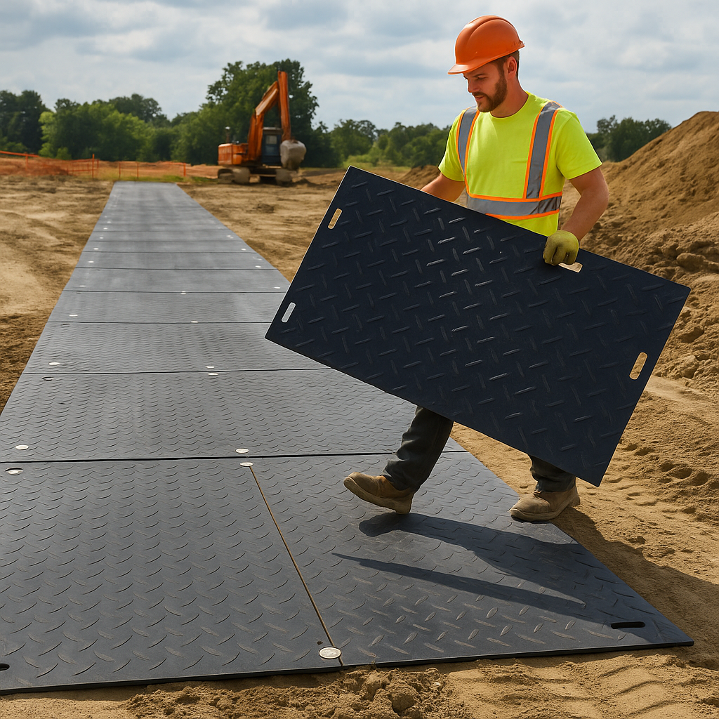 DuroTrak® HD Heavy Duty Ground Protection Mats 2400x1200mm Recycled Plastic Access Mats for Construction Sites