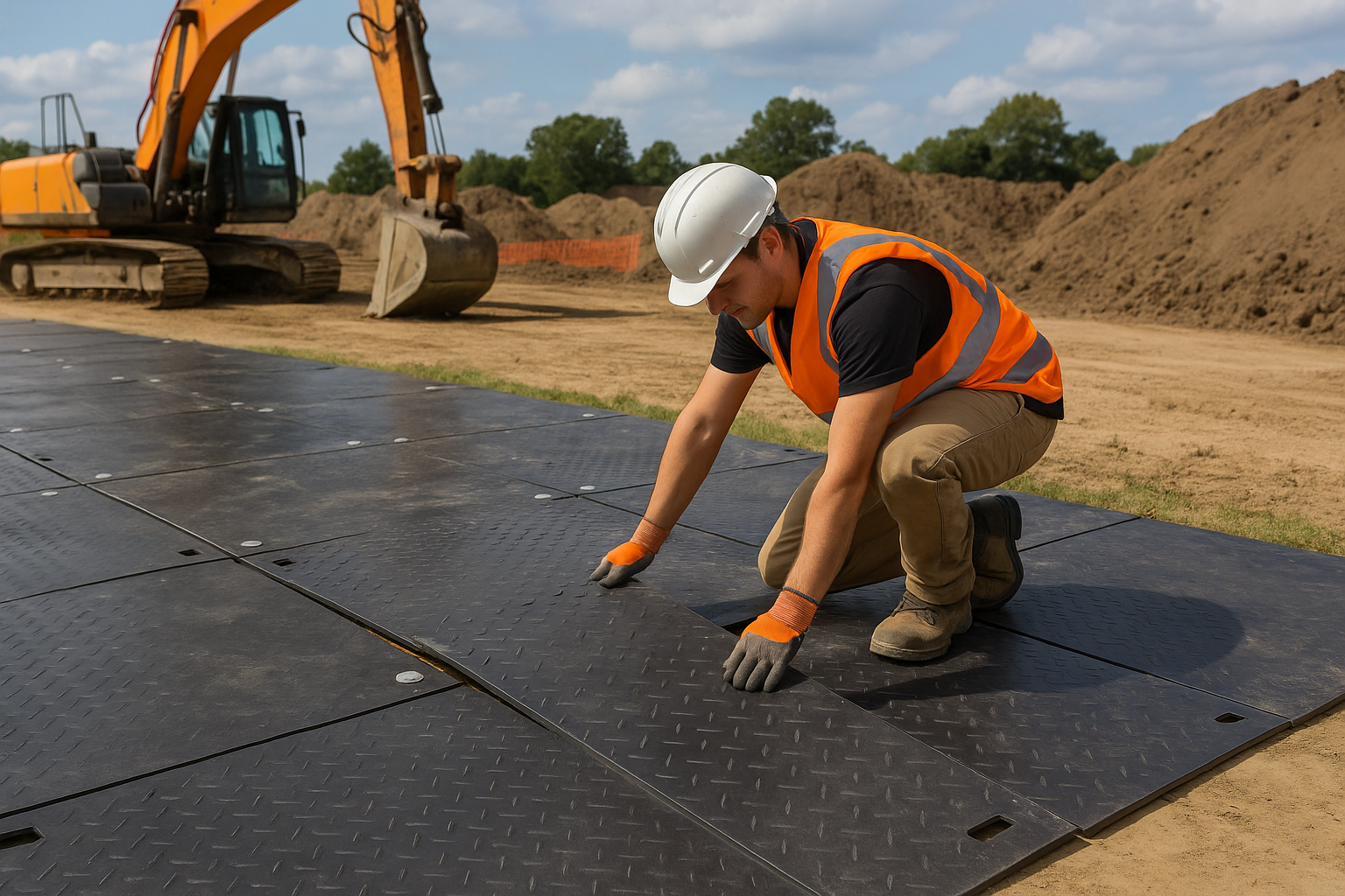 DuroTrak® HD Heavy Duty Ground Protection Mats 2400x1200mm Recycled Plastic Access Mats for Construction Sites