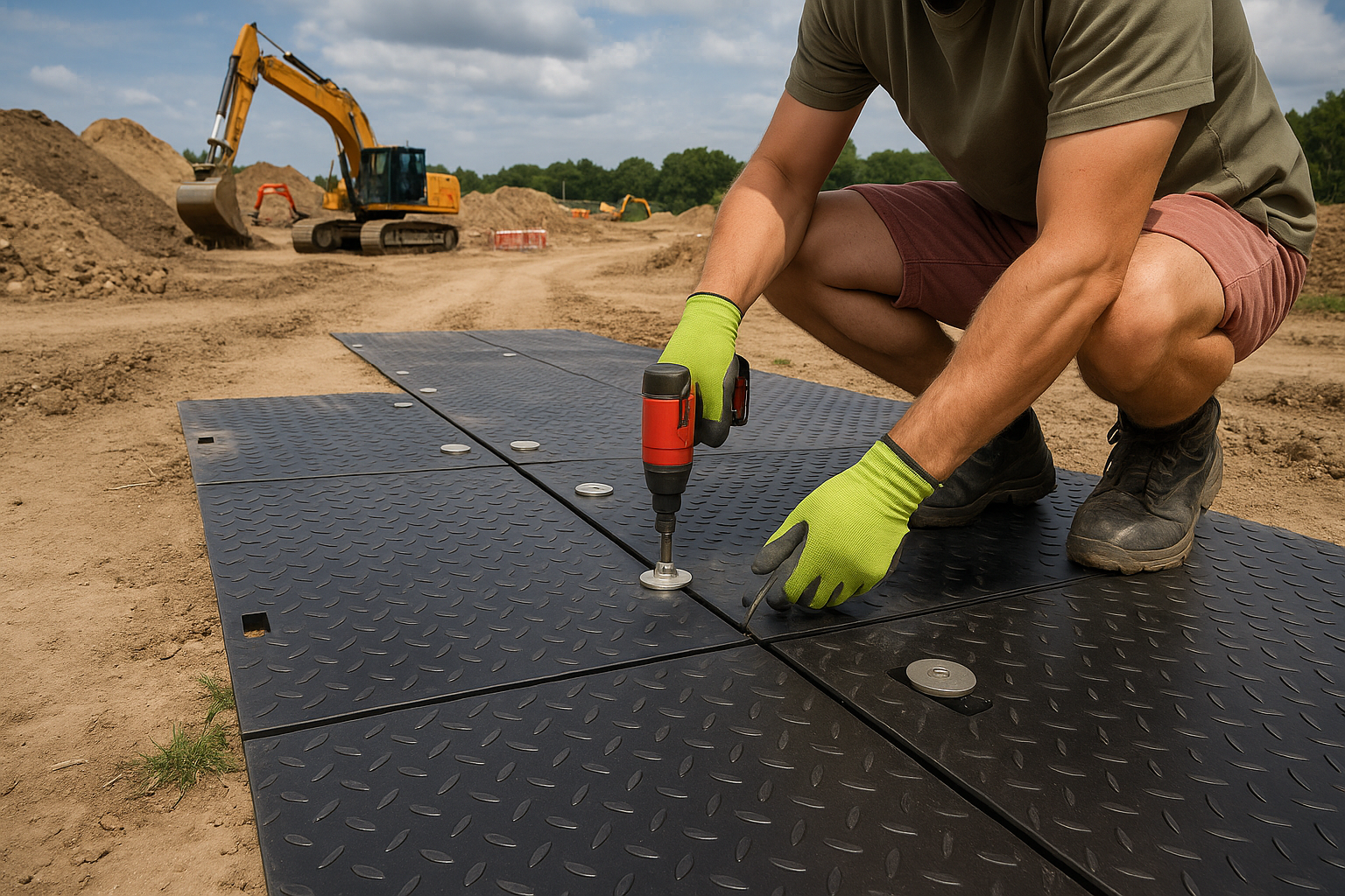 DuroTrak® HD Heavy Duty Ground Protection Mats 2400x1200mm Recycled Plastic Access Mats for Construction Sites