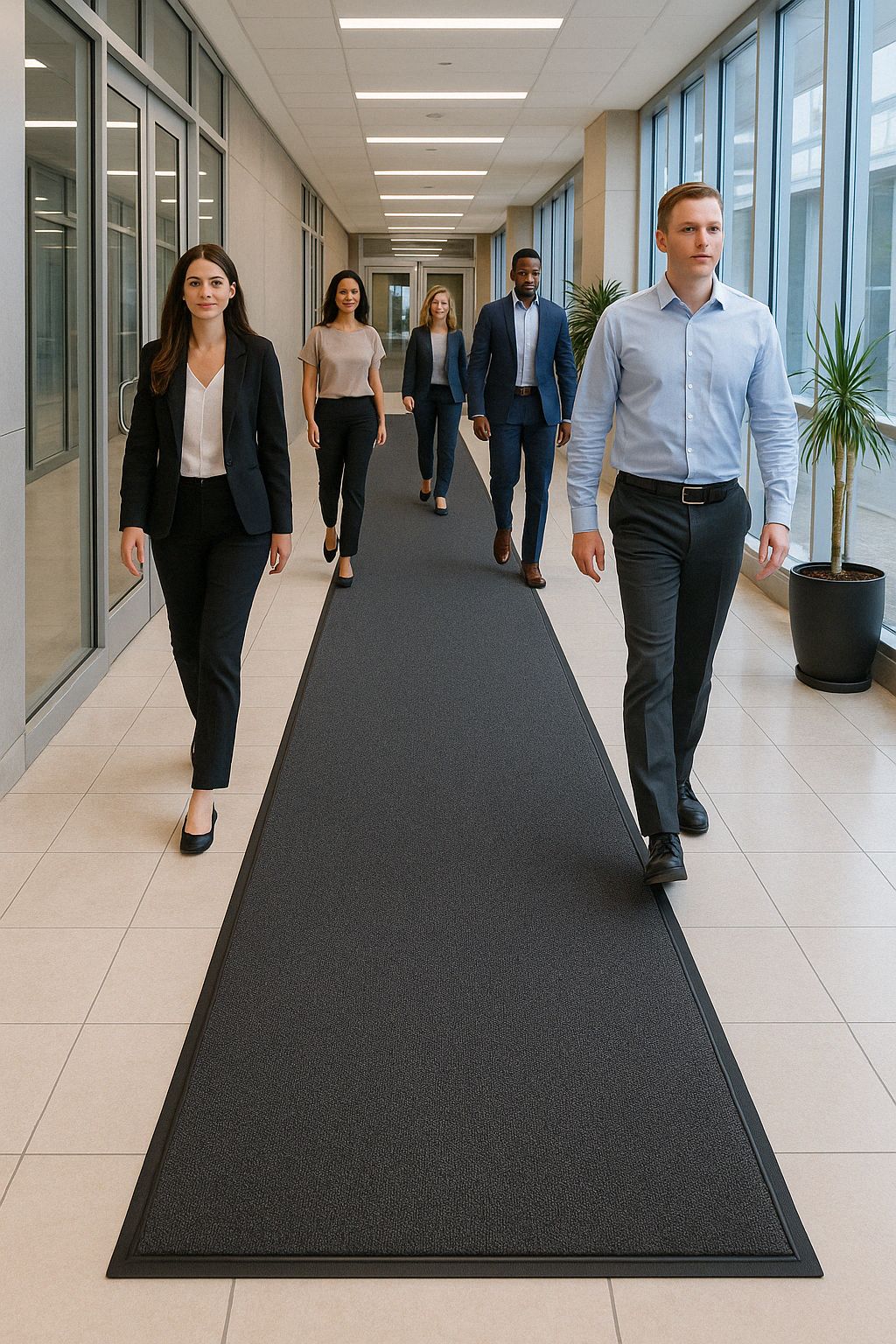 Heavy Duty Barrier Runner Non-Slip Mat High Traffic Entrance Mat with Dual-Level Surface, Durable Polymer Base, Bevelled Edges, and Anti-Creep Finish