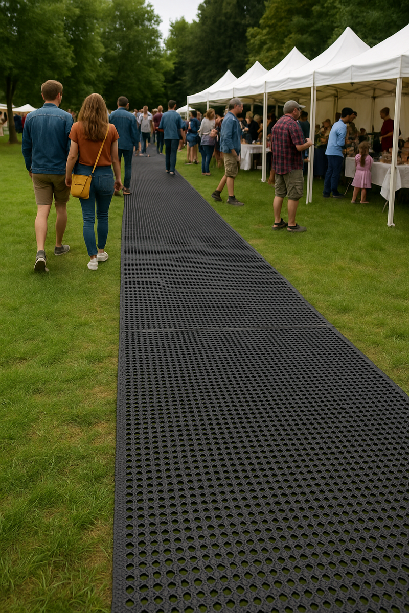 Rubber Grass Mat Roll 10m x 1830mm, 10mm Thick - Non-Slip, Anti-Fatigue Flooring for Walkways, Decking, Outdoor Use, High Durability, Black