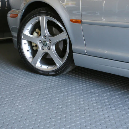 Light Slate Gray Rubber Garage Flooring Dot Penny Pattern Linear Metre
