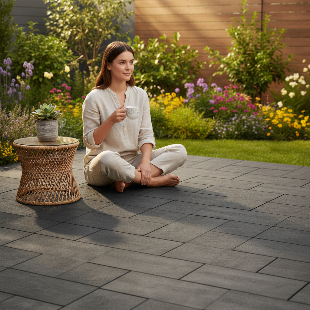 Premium Composite Interlocking Decking Tiles - Graphite Color, 10 Pack, Water-Resistant and Non-Slip Design for Versatile Outdoor Use