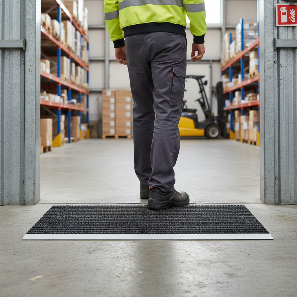 Premium Heavy Duty Aluminium Door Mat with Coarse-Fibre Inserts for High Traffic Areas - 60x40cm Weatherproof Design