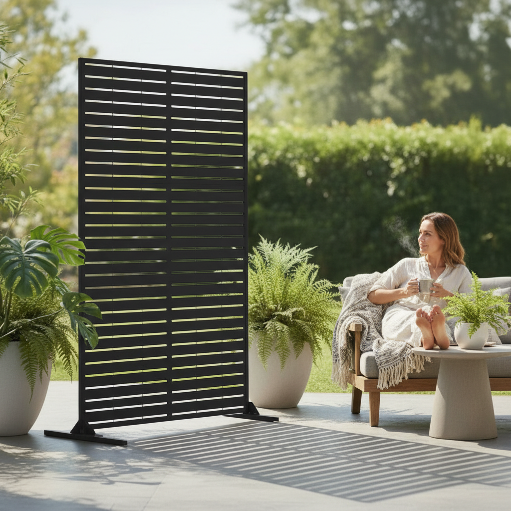 Premium Metal Slat Indoor/Outdoor Privacy Screen 90cm x 180cm - Durable, Weather-Resistant Design with Elegant Finishes
