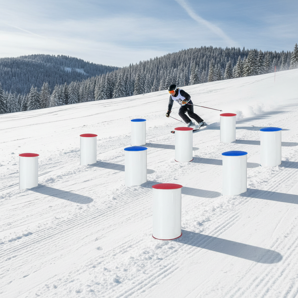 Professional Ski & Snowboard Training Markers - Pack of 10 Durable Metal Markers with Interchangeable Colored Tops for Effective Training