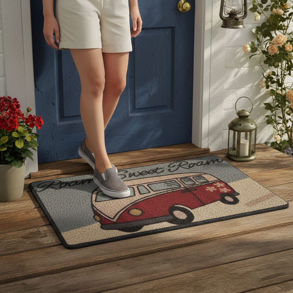 Premium Durable Door Mat with UV LED Printed Graphics, Efficient Shoe Scraper, Indoor and Outdoor Use - 75 x 44cm