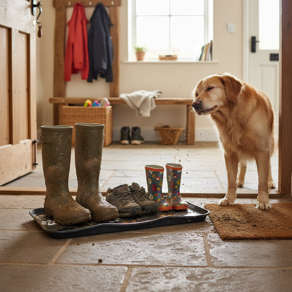 Premium Multi-Purpose Boot Tray with Raised Edge, Easy to Clean, 75cm x 38cm Size for Indoor and Outdoor Use
