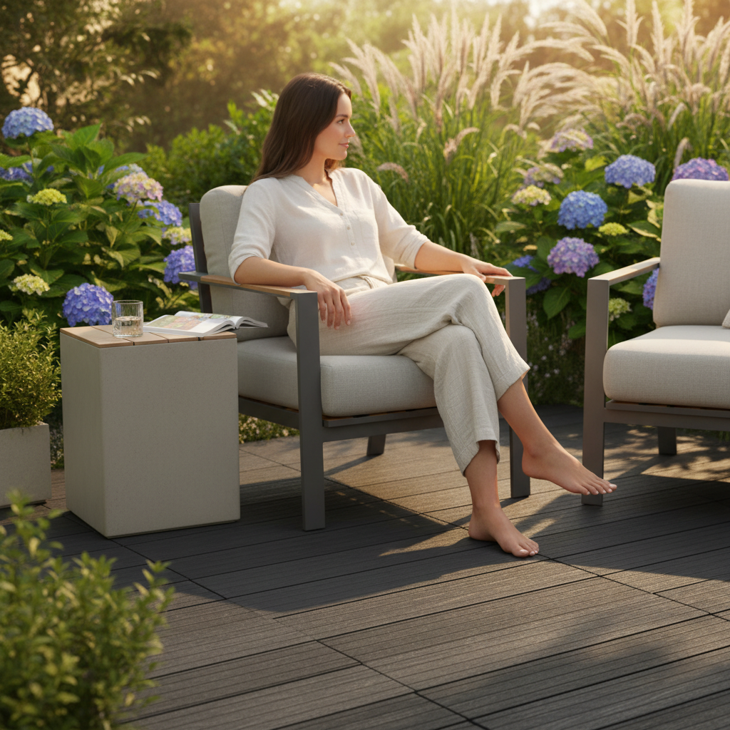 Premium Interlocking Decking Tiles - Dark Grey, 30x30cm, Pack of 10 for Outdoor Spaces