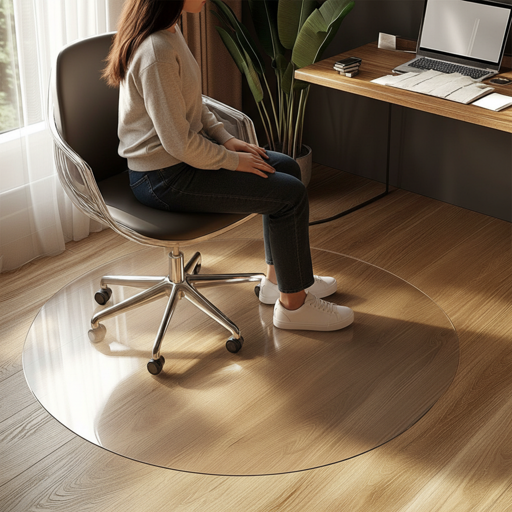 Premium Round Chair Mat for Hard Floors - Durable PVC with Non-Slip Surface and Two Finish Options
