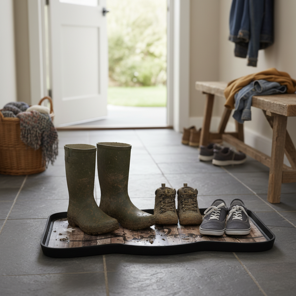 Premium Multi-Purpose Boot Tray for Shoes and Wellies - Stylish Waterproof Design with Raised Edge for Indoor and Outdoor Use