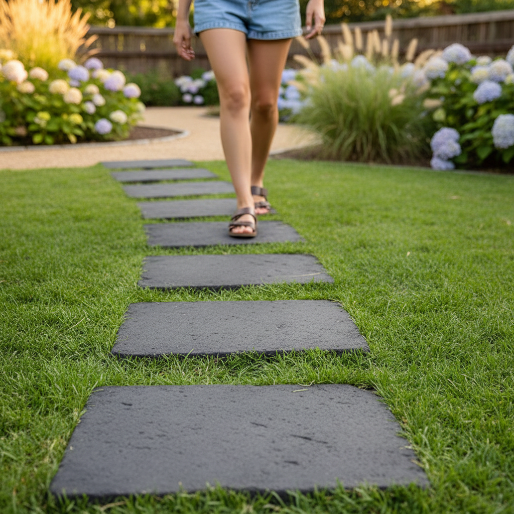 Premium Eco-Friendly Stepping Stones for Garden Pathways – Durable Recycled Rubber Design in Slate Grey