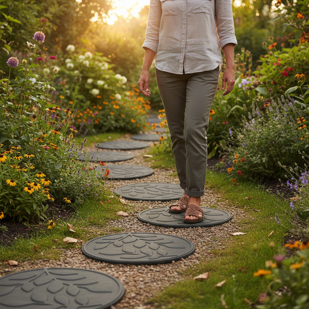 Premium Eco-Friendly Garden Stepping Stones - Leaf Design Made from Recycled Rubber for Stylish Outdoor Spaces
