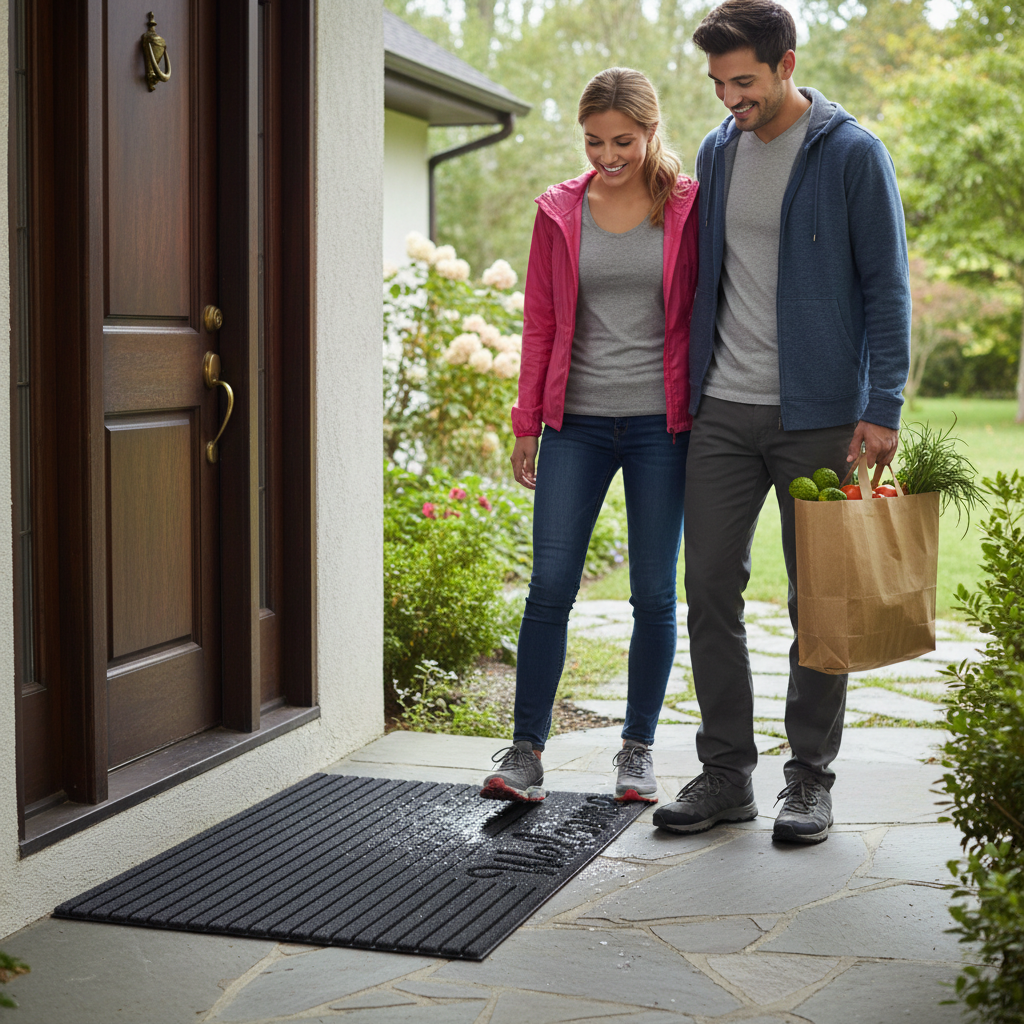 Premium Eco-Friendly Welcome Door Mat - Heavy Duty, Dark Grey, 75 x 44 cm for Indoor and Outdoor Use