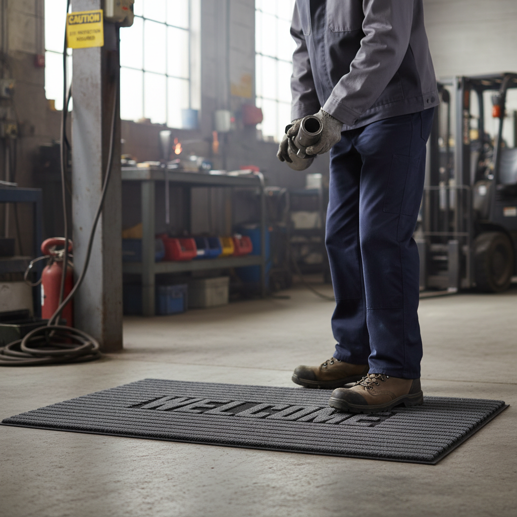 Premium Eco-Friendly Welcome Mat - Heavy Duty Recycled Rubber for Indoor and Outdoor Use, Stylish Grey Design