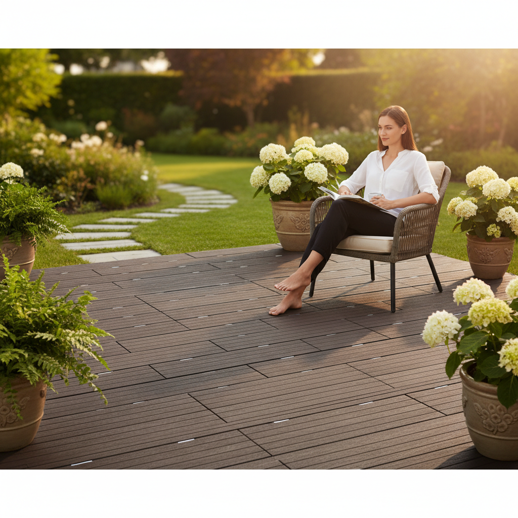 Premium Interlocking Deck Tiles for Outdoor Spaces - Brown, 30 x 30 cm, Pack of 10, Water-Resistant and Durable