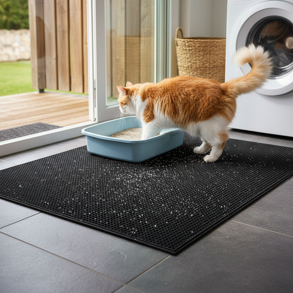 Premium Heavy Duty Cat Litter Mat with Unique Hexagon Design for Maximum Litter Control and Easy Cleaning in All Weather Conditions