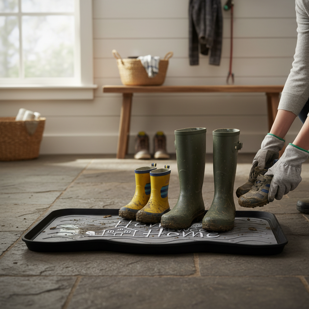 Premium Multi-Purpose Boot Tray for Home - Stylish, Durable & Easy to Clean with Raised Edge for Snow, Mud & Dirt Protection