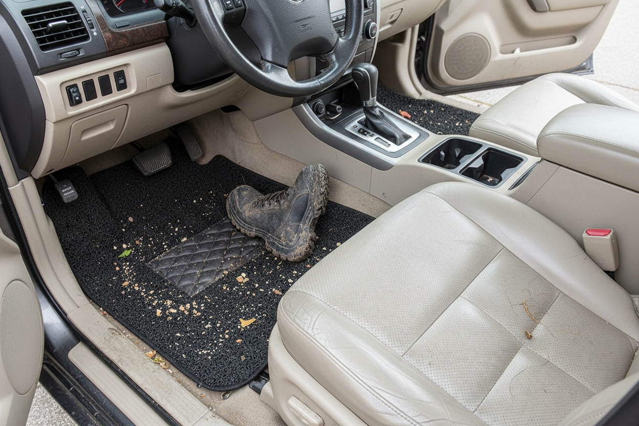 Premium Universal 2pc Spaghetti Car Mat Set - Durable, Easy to Clean with Non-Slip Backing for All Weather Protection