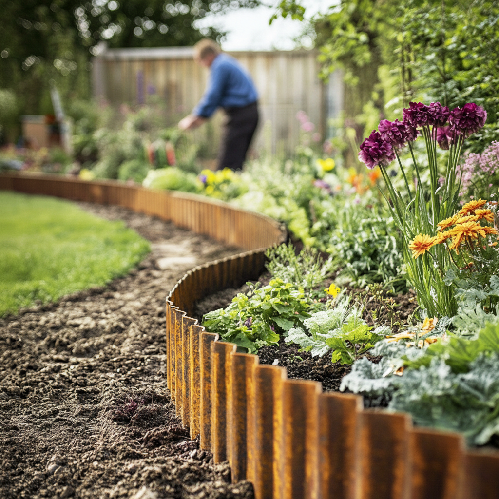 Premium Corrugated Pre-Rusted Metal Garden Border Roll - 16cm High for Durable Lawn Edges & Pathways