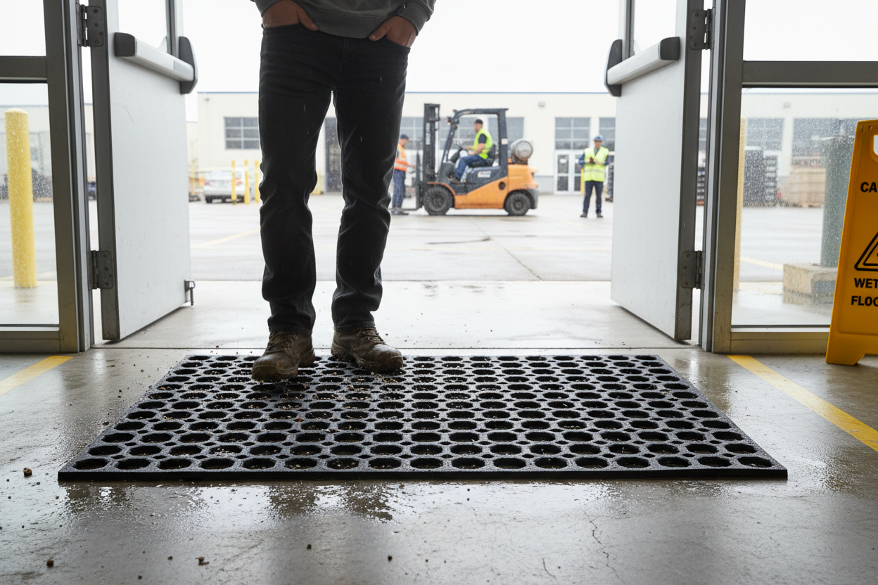 Premium Heavy Duty Non-Slip Rubber Ring Entrance Doormat - Eco-Friendly and Water-Resistant with Elegant Honeycomb Design