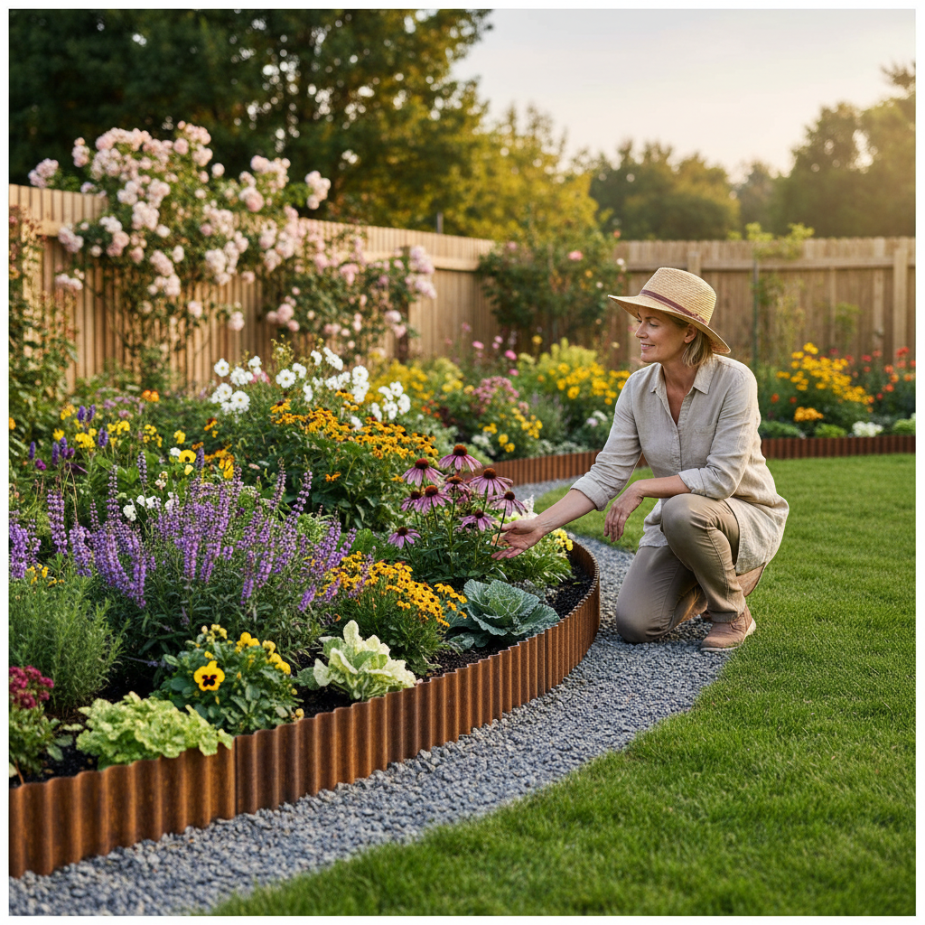 Premium Corrugated Metal Garden Border Roll - 16cm High, 5m Long, Flexible Metal Edging for Flowerbeds and Pathways
