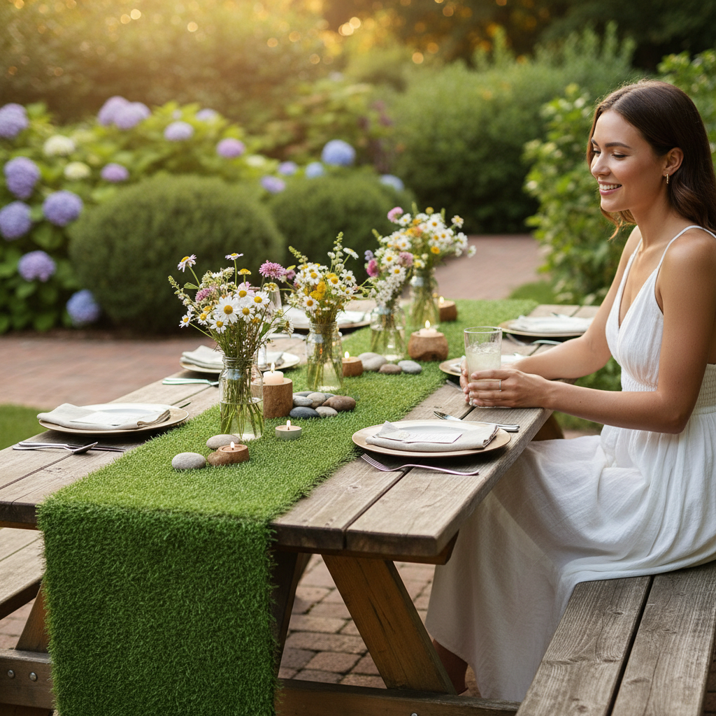 Premium Artificial Grass Table Runner 120cm x 35cm & 130cm x 35cm for Weddings, Parties & Events