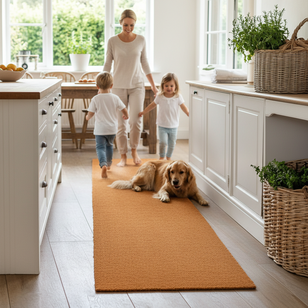 Premium Non-Shed Synthetic Coir Runner Mat for Hallways and Kitchens - Weather-Resistant with Non-Slip Backing and Low-Profile Design
