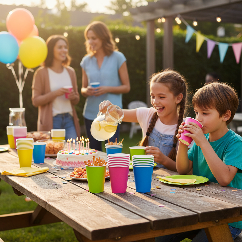 Premium Disposable Coloured Paper Party Cups - 8oz & 12oz for Hot and Cold Drinks, Perfect for Events and Gatherings