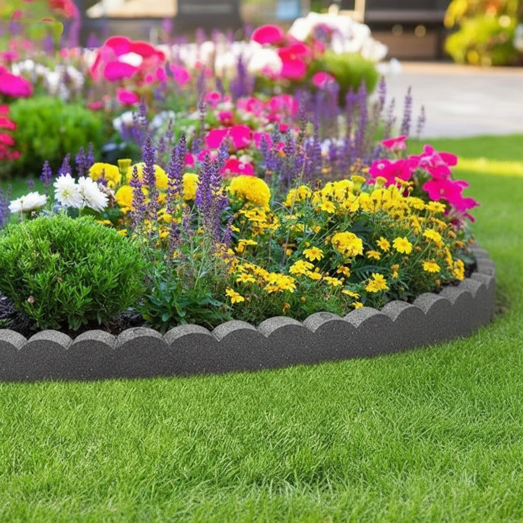 Premium Flexible Scallop Edge Garden Edging with Rot and UV Resistance, Easy Installation and Maintenance-Free Design