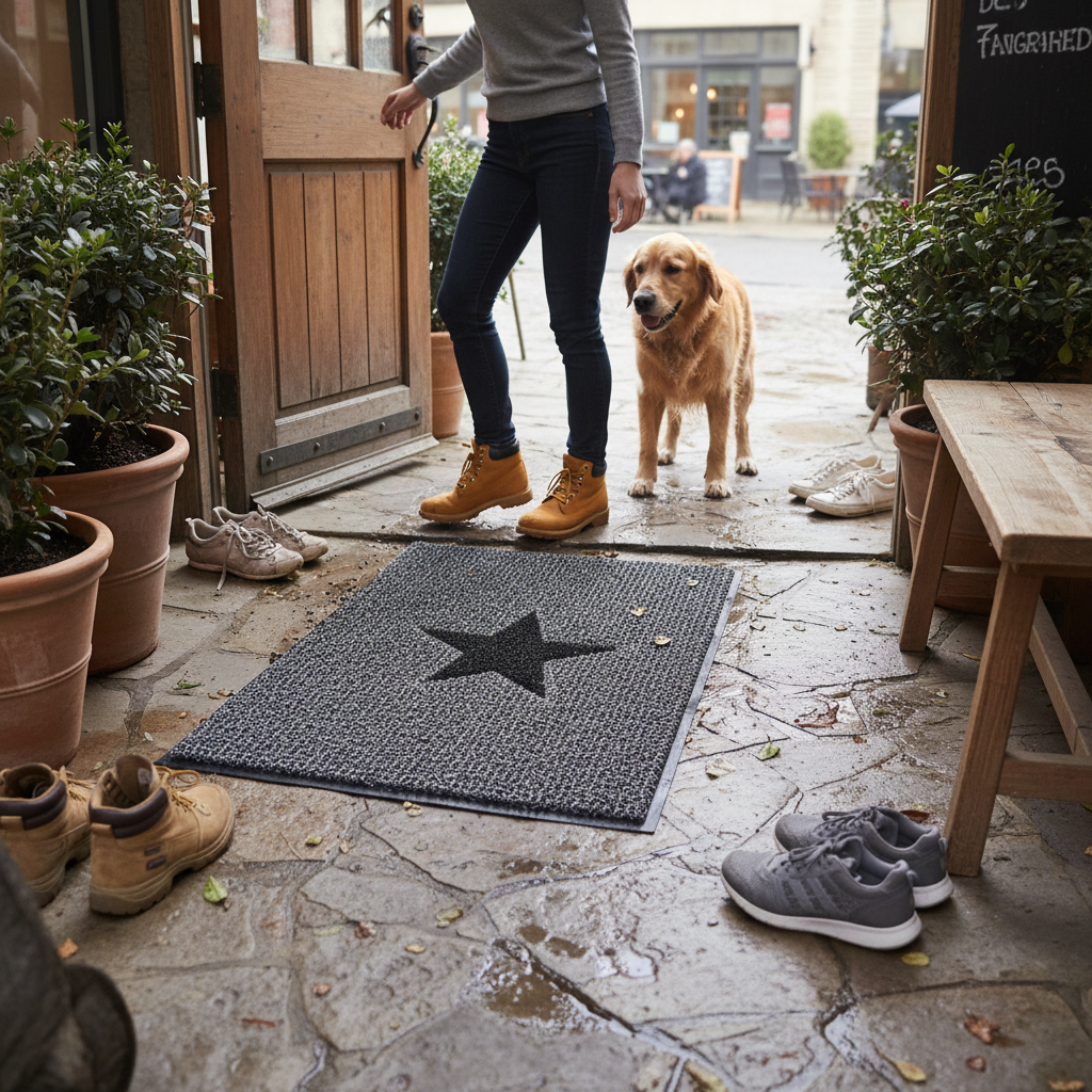Premium Heavy Duty Inlay STAR Doormat with Durable Construction and Efficient Dirt Scraping for High Traffic Areas